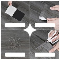 PVC Jaulier Carrelage de plancher auto-adhésif Set similaire en bois 24 gris