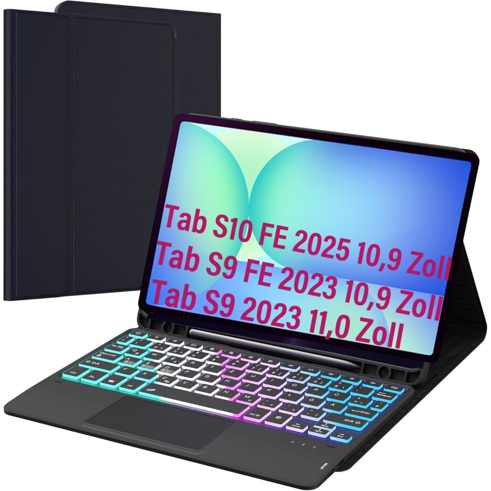 Galaxy Tab S9 / S9 FE 11 "ROOFEI QWERTZ touchpad LED
