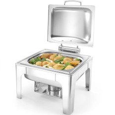 Chauffe-plats en acier satiné GN 1/2 avec bougie.