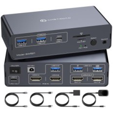 KVM USB-C 13W1 2 Switch 2 Monitores 2 HDMI 4K60Hz EDID FQQUAP FQ-DE-SW521 Exposição
