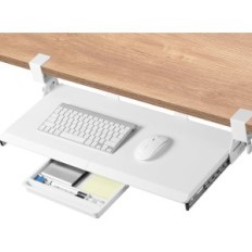 Begagnade Ethu etkbt10 / etkbt11 680 × 300 mm tangentbordshylla med vitt handtag under skrivbordet