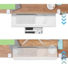 Brugt Etkhu ETKBT10 / ETKBT11 680 × 300 mm Keyboard Hylde med hvidt håndtag under skrivebord