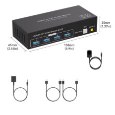 KVM HDMI DisplayPort 60Hz 2 PC Interruptor 2 USB 3.0 monitores con controlador