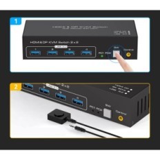 KVM HDMI DisplayPort 60Hz 2 PC Switch 2 USB 3.0 Monitorji z krmilnikom