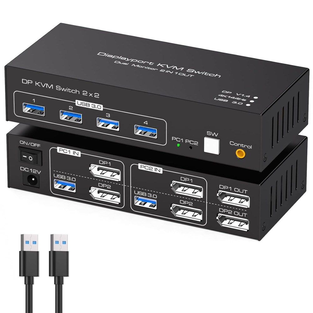 Gebruikte / onvolledige schakelaar KVM TJCXELE DisplayPort 4K144HZ 2 PC