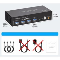 Interruptor Usado / Incompleto KVM TJCXELE DisplayPort 4K144Hz 2 PC