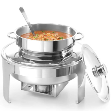 Chauffe-pâte à bougie pour soupe en acier poli 10L