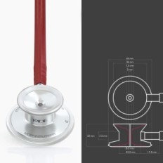 Medicinos stetoskopo šviesa MDF Akustinė MDF747XP17 Dviguba galva, bordo