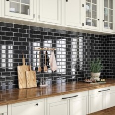 Vinyl tiles Self-adhesive YoilLeone black 10 pcs. For the kitchen and bathroom