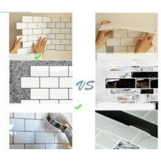 Vinyl carreaux auto-adhésifs Yoilleone Black 10 pcs. Pour la cuisine et la salle de bain