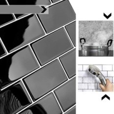 Vinyl carreaux auto-adhésifs Yoilleone Black 10 pcs. Pour la cuisine et la salle de bain