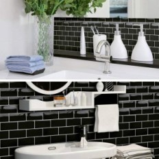 Vinyl tiles Self-adhesive YoilLeone black 10 pcs. For the kitchen and bathroom