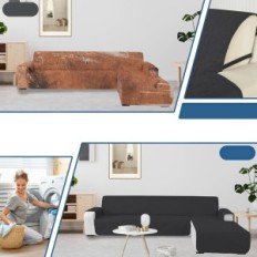 Carpet on a corner sofa 255 cm Ystyle waterproof black 3-person. Powystawowy