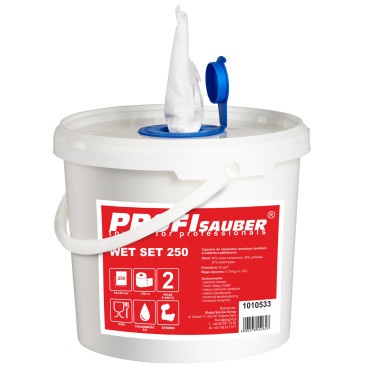 Cloths in a bucket with a...