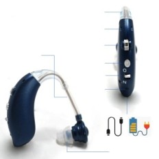 Aparelho auditivo BTE Dishan G25 Azul carregando reforço de som