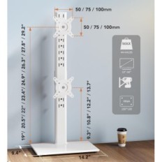 Stand verticale usato su 2 monitor 13-34 "Hemud HT05W-002P a 20 kg bianco
