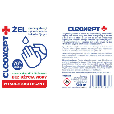 Gel antibactérien pour la désinfection des mains CLEOXEPT - 500ml