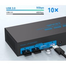 KVM 3 PC switch 2 Monitors 4k60Hz, USB 3.0, EDID, 4 ports, CMSTEDCD VP-SW330