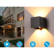 Lampada da parete LED con kit sensore di movimento 2 pz. KUKAK KY-10 12W IP65 calore bianco nero