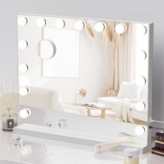 Brukt YoFuly Hollywood 58 × 48 cm Makeup Mirror med 15 LED 3 moduser på bordet og veggen