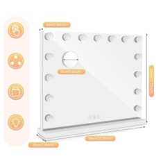Brukt YoFuly Hollywood 58 × 48 cm Makeup Mirror med 15 LED 3 moduser på bordet og veggen