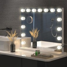 Specchio di trucco Yofuly Hollywood 58 × 48 cm con 15 modalità a 3 led sul tavolo e sul muro