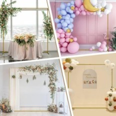 Rack of Bow su Golden Balloons 2x2m Wokceer per matrimonio e decorazione di sfondo