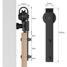 Wolfbird A06SFS-TG A06SFS-TG 183cm (6FT) Sistema de puerta corredera negra de Puertas en forma de J
