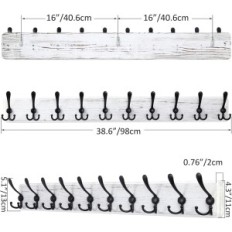 Kasutatud Wall Hanger Skoloo puidust, vastupidav, seina 10 Triple konksuga