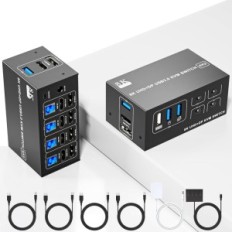 KVM USB 3.0 4XPC 2xMonitive DP1.4 + HDMI2.1 8K @ 60Hz 5Gbps