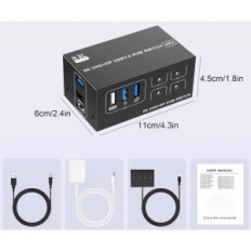 KVM USB 3.0 4XPC 2xMonitory DP1.4 + HDMI2.1 8K @ 60Hz 5GBPS