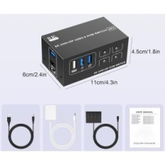 KVM USB 3.0 4xpc 2xmondiční DP1.4 + HDMI2.1 8k @ 60Hz 5Gbps