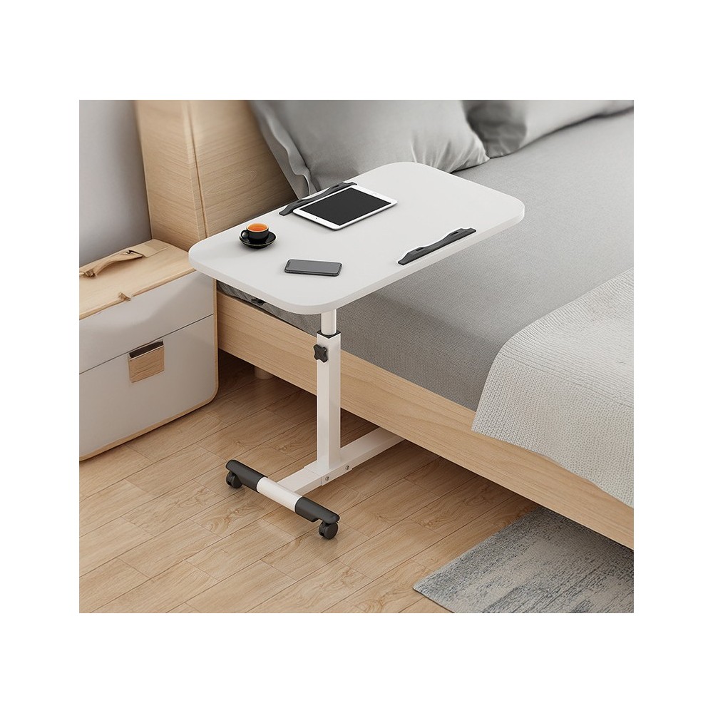 Faltbarer Laptoptisch auf dem Bett mit hoher einstellbarer und rotierter Weiß, weiß