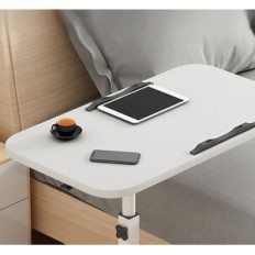 Tabla portátil plegable en la cama con alto ajuste y rotativo, blanco