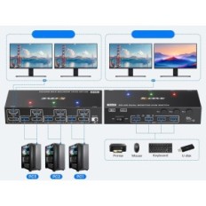 KVM Switch 3 Datamaskiner 2 KCEVE KVM302DH Monitors DP HDMI USB 3.0 8K @ 30 4K @ 144/60 Hz
