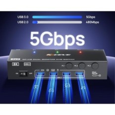 KVM Switch 3 Computers 2 KCEVE KVM302DH Monitoren DP HDMI USB 3.0 8K @ 30 4K @ 144/60 Hz