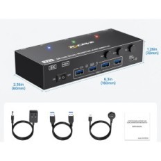 KVM Switch 3 Computadores 2 Kceve KVM302DH monitores DP HDMI USB 3.0 8K @ 30 4K @ 144/60 Hz