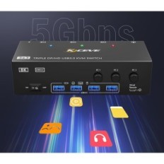 KVM USB 3.0 HDMI Switch + 2DP 3 računalniki 3 KCEVM KVM303DH 8K @ 60Hz 4K @ 144Hz monitorji