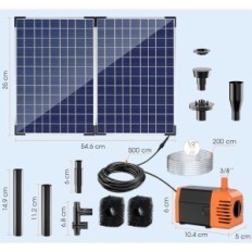 Použité solární vodní čerpadlo s podvozkem 35W 1500l / h filtr 5m zahradní kabel