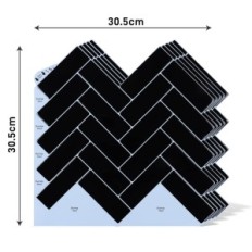 3D-stickers voor de Varypaper Herringbone Wall 30.5x30.5 cm, 20 stuks. Zwart