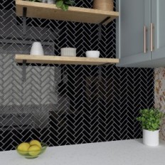 3D-Aufkleber für die Varypaper-Heringbone-Wand 30,5x30,5 cm, 20 Stück. Schwarz