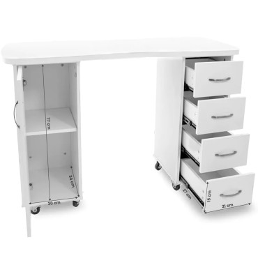 Mesa 2027 blanca con dos armarios — vista frontal