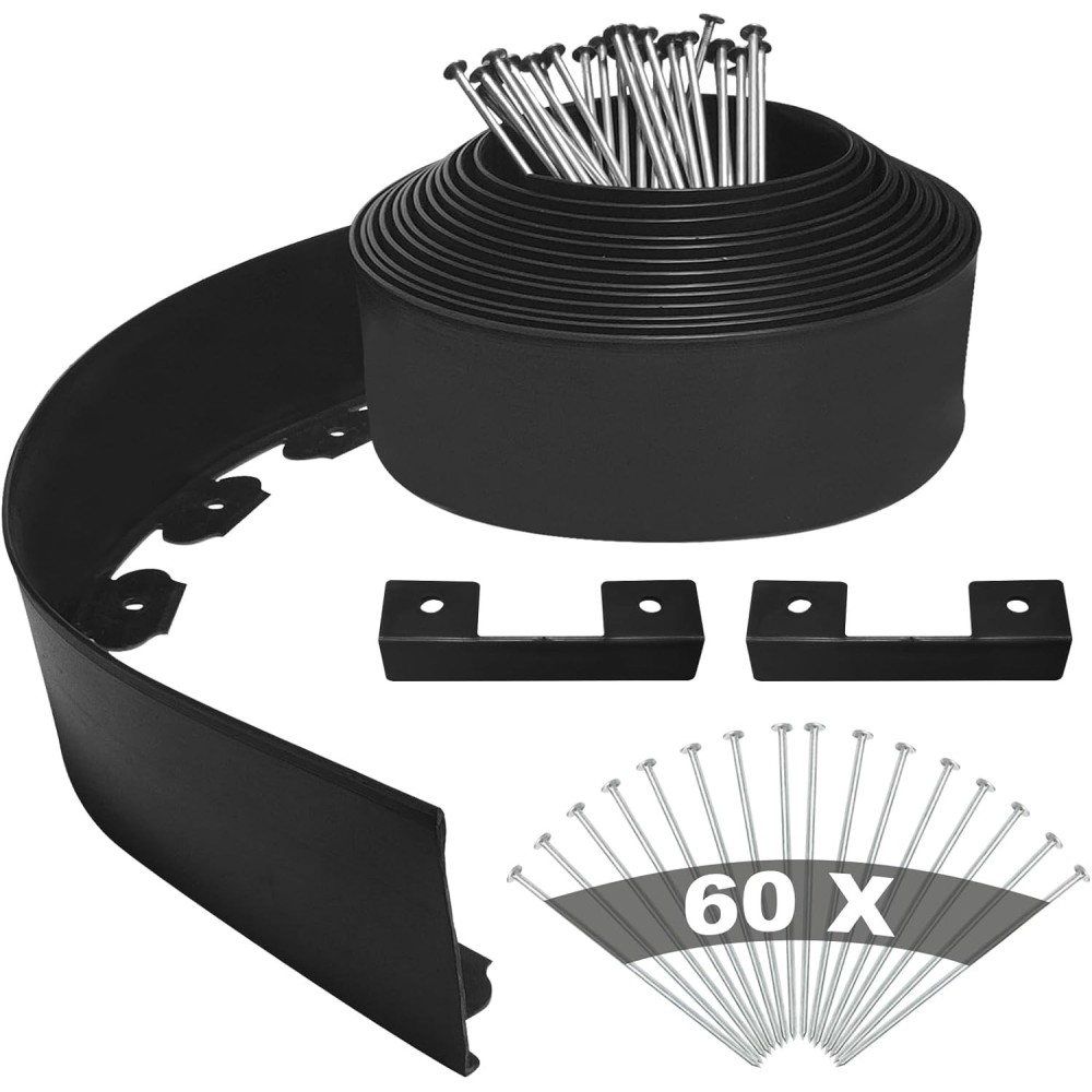 Zahradní hrana Elastic 10 cm. Yeebeca 20 m dlouhá sada s 60 piny