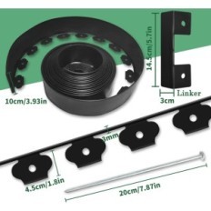Zahradní hrana Elastic 10 cm. Yeebeca 20 m dlouhá sada s 60 piny