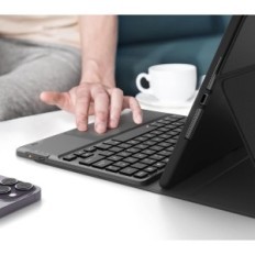 Fall med iPad 10.2 7/8/9 Gen Cheson YFX7-BK-DE-B QWERTZ upplyst