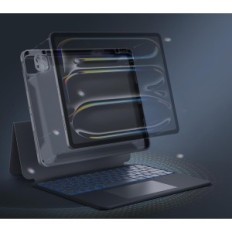 Saken på iPad Air 13 "/ Pro 12,9" Cheson DD1209-Gy-de-B med tastatur og grå Touchpad