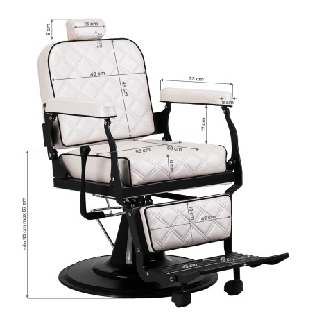 Fauteuil de barbier Carlos Extra Pearl — vue de face