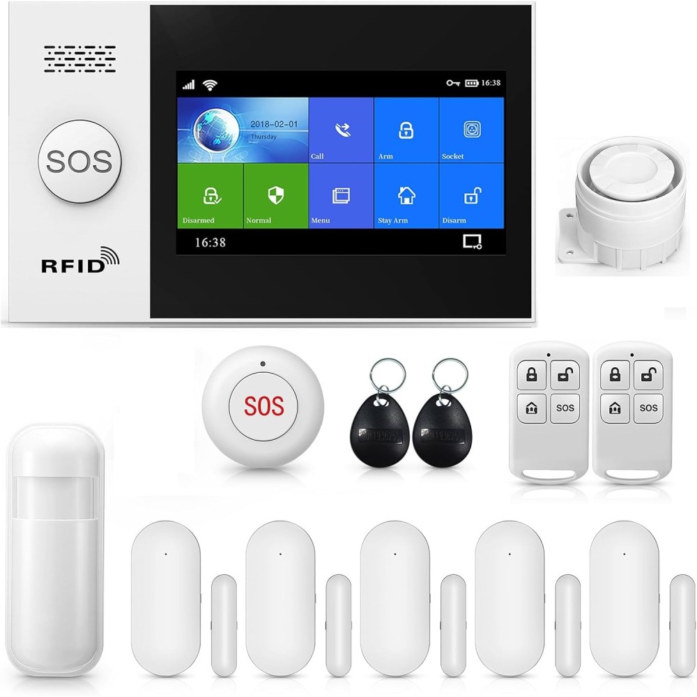 WiFi Alarm System + GSM PGST Dotykové obrazovky Snímače Syrena Tuya / Alex