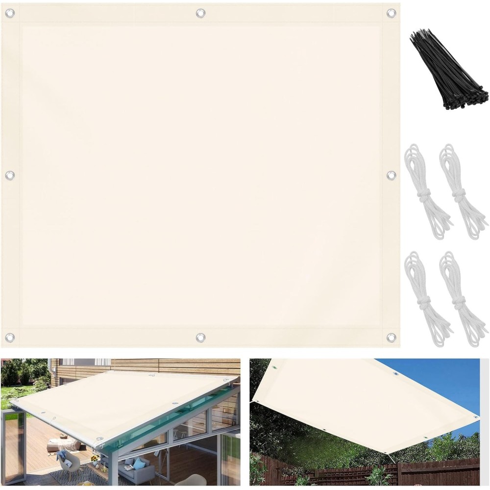 Použité 4 × 5m Garden Garden Sail 95% UV bez vrtací krém s lany