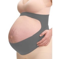 Cinto de gravidez Momose Pancera Cozysupport XL no estômago e costas cinza